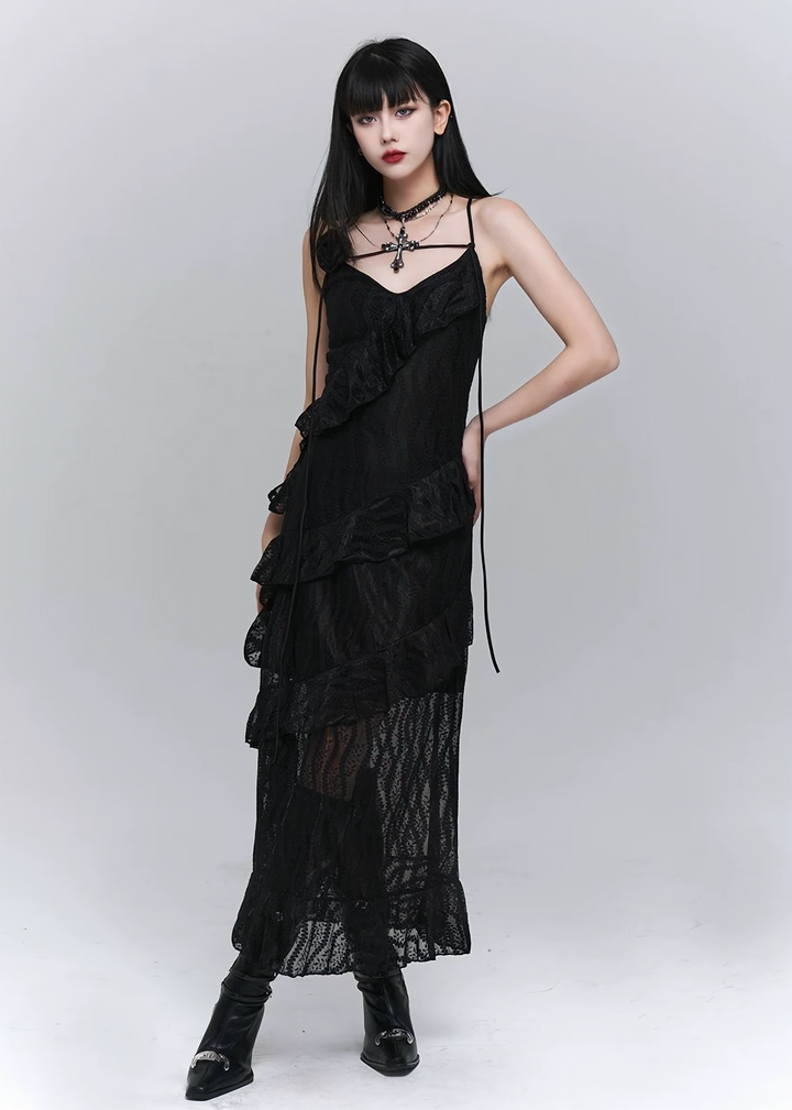LACE LAYERED SLIP DRESS / LG1553