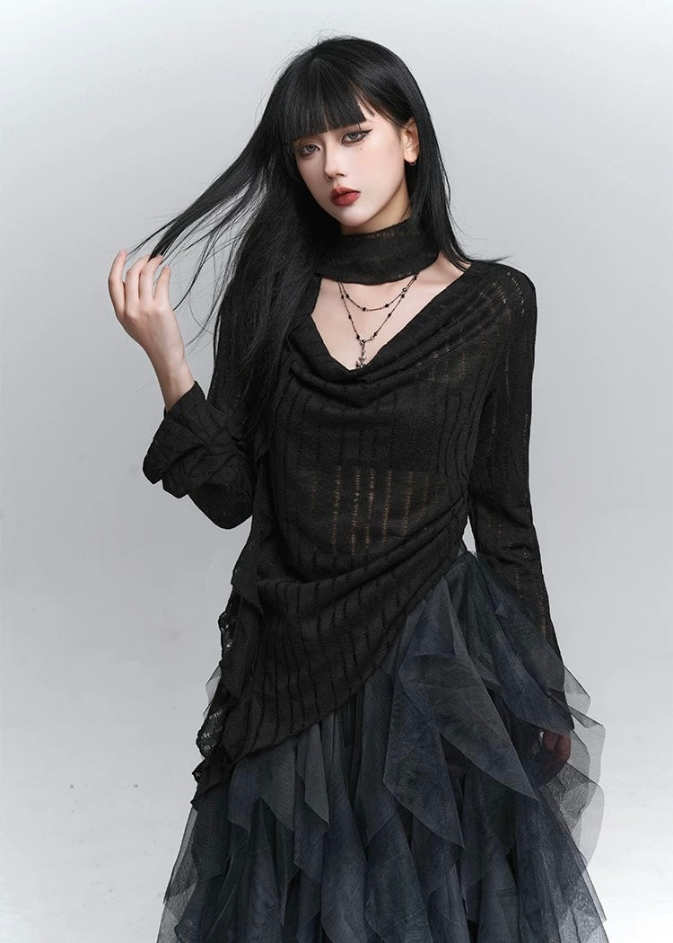 Shadow Veil Knit Top / lg1350_e4r