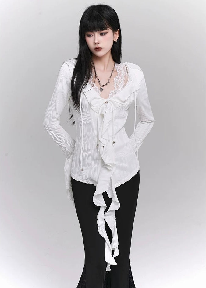 long sleeve ruffle shirt / LG1208_e4r