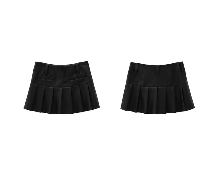 pu leather pleated skirt/sr1103