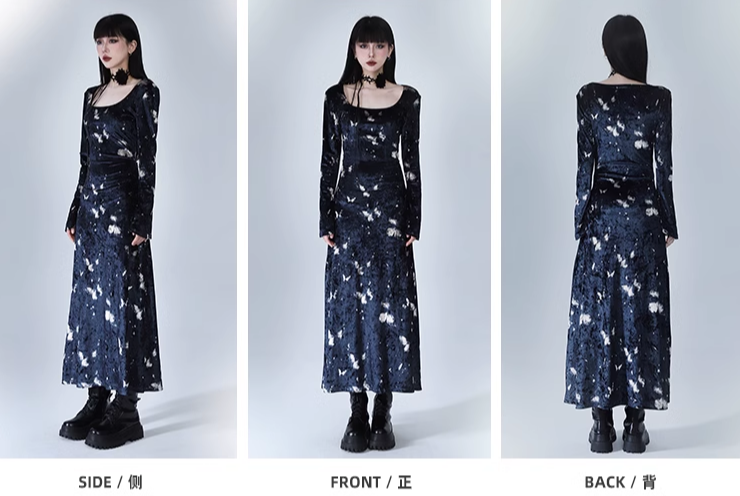 velvet butterfly starry night dress/lg1126