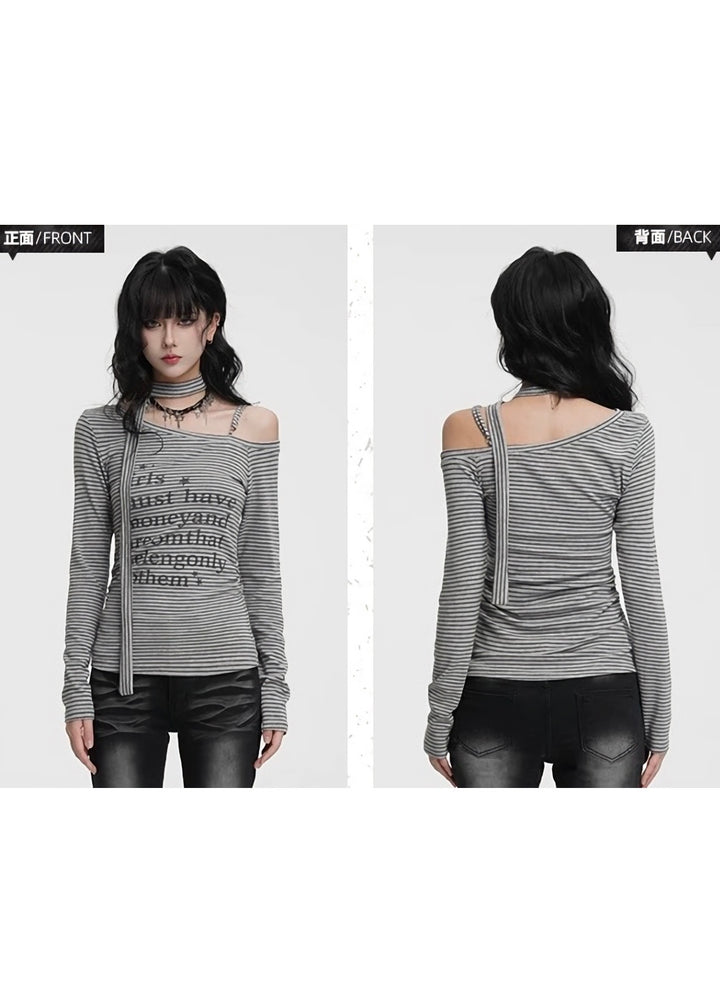 STRIPE OFF SHOULDER LONG TOP / LG1449