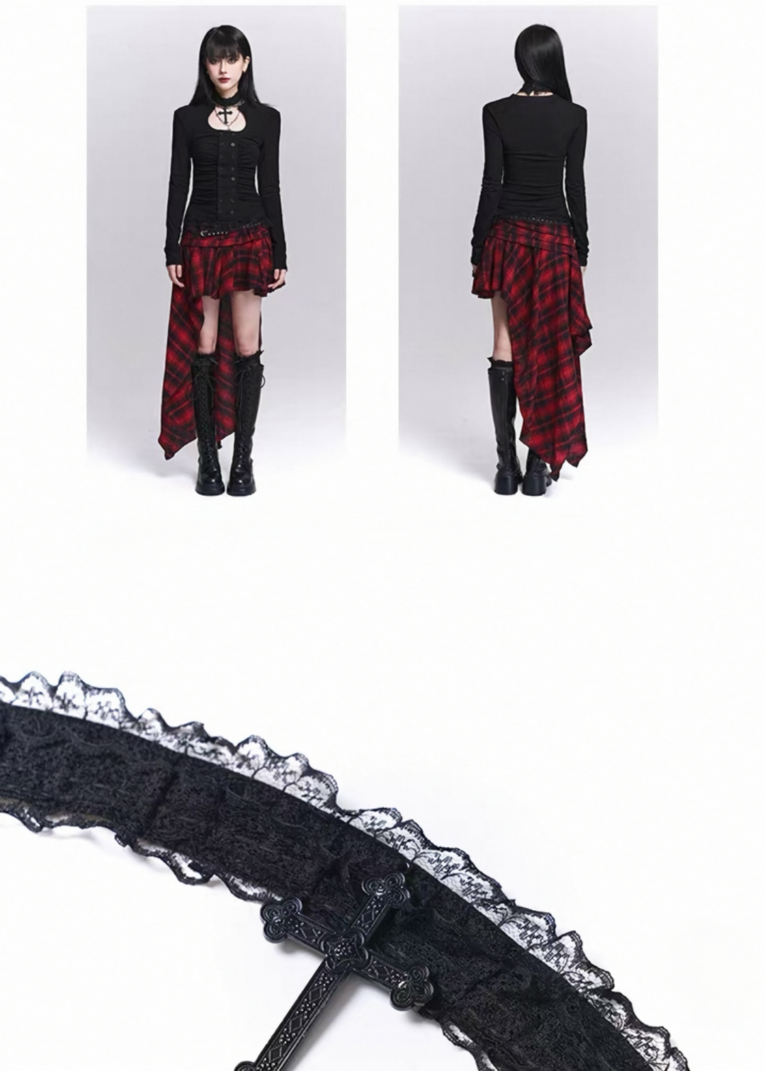 Cross Choker Slim Fit Long Sleeve Top / LG1516