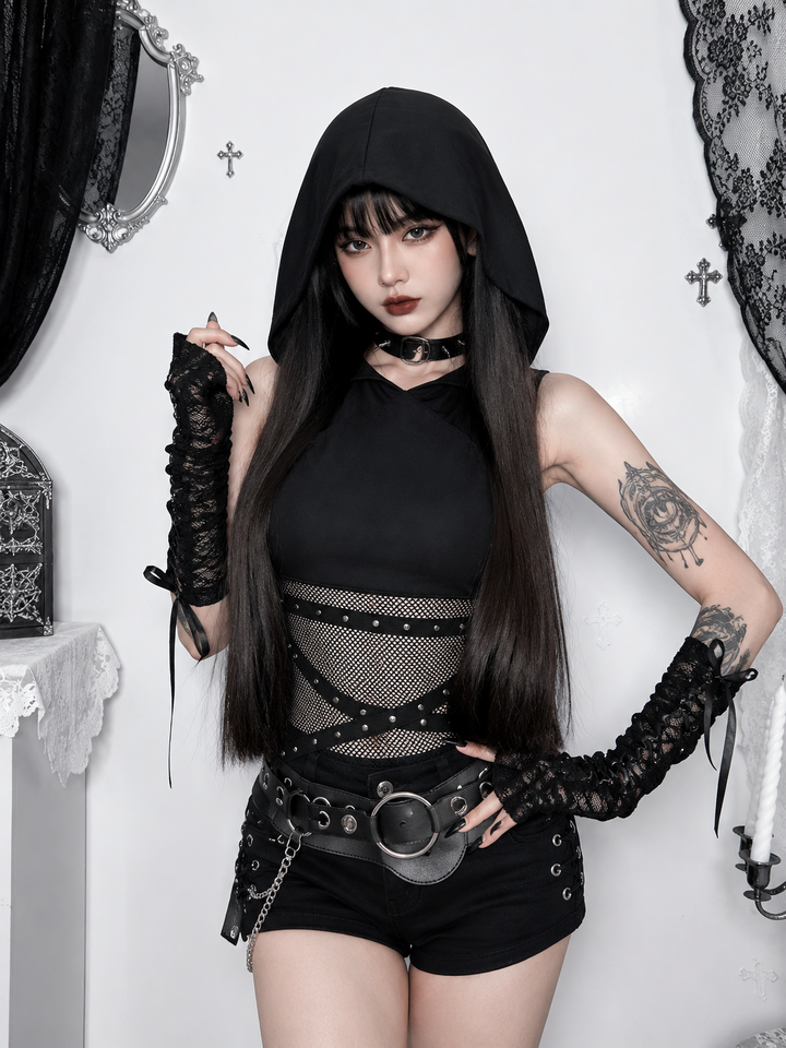 MESH HOODED TOP / LG1639