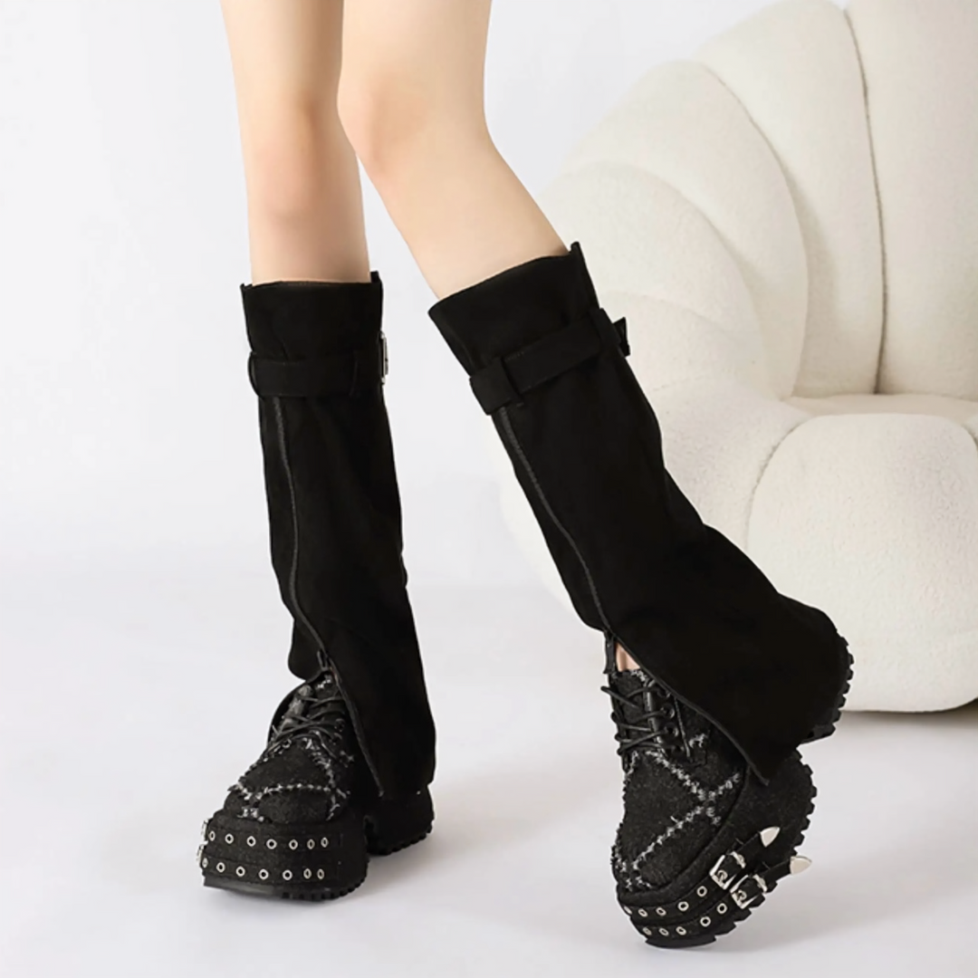 fringe denim Lace up shoes / V1116