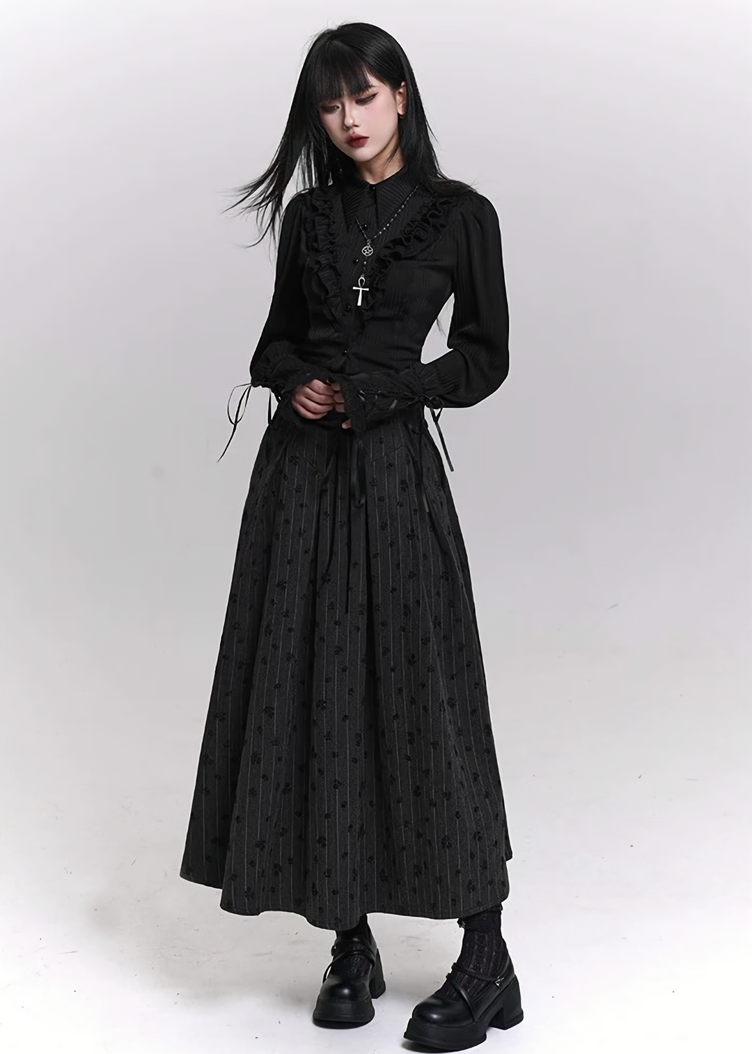 REQUIEM CORSET A-LINE MIDI SKIRT / LG1466