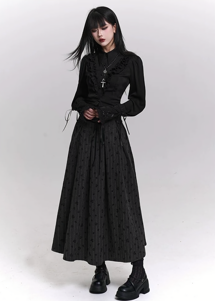 REQUIEM CORSET A-LINE MIDI SKIRT / LG1466