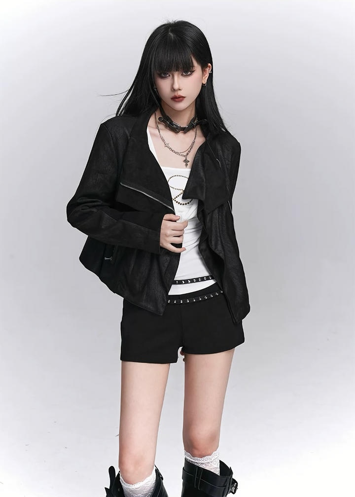 ASYMMETRY ZIP SHORT JACKET / LG1442