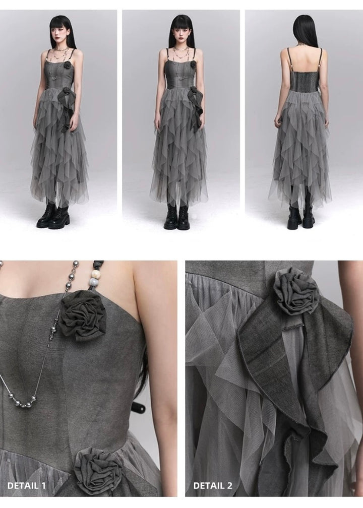 dark rose suspender dress / LG1214_e4r