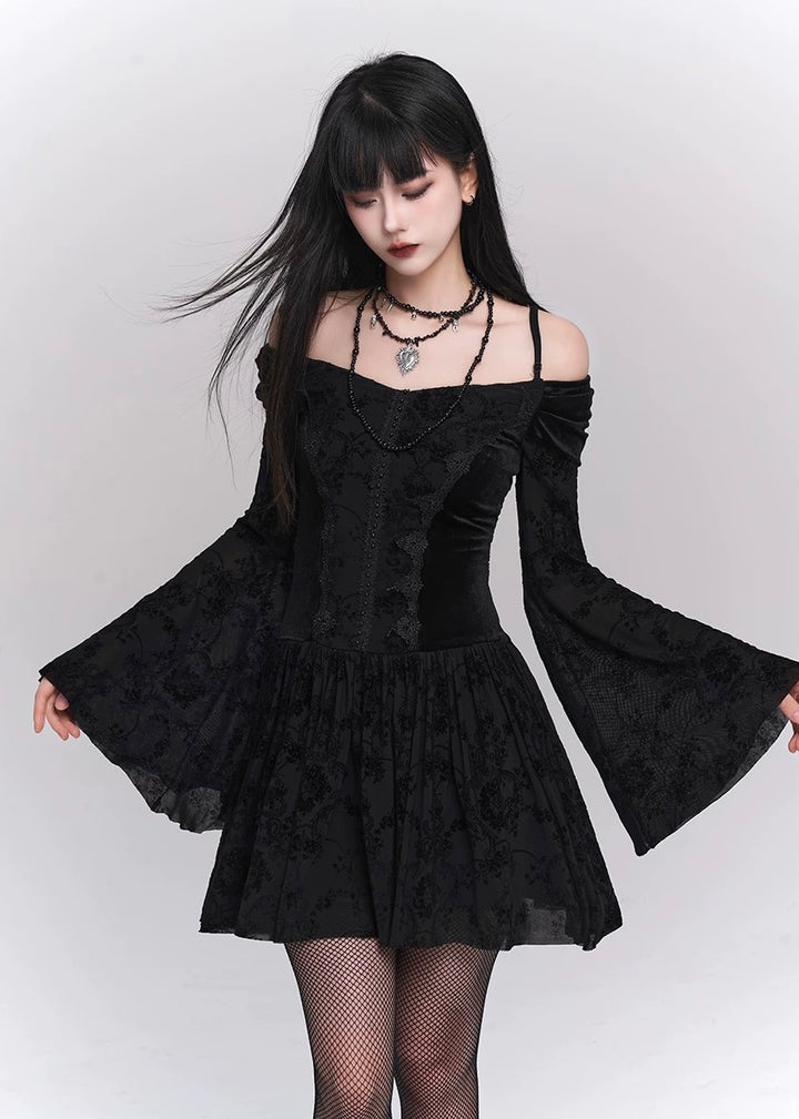 【당일 배송】black one shoulder strap dress / LG1173 