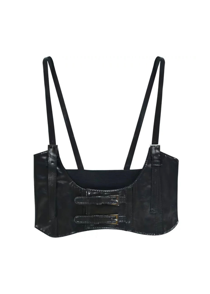 Faux Leather Corset Bustier / A1118