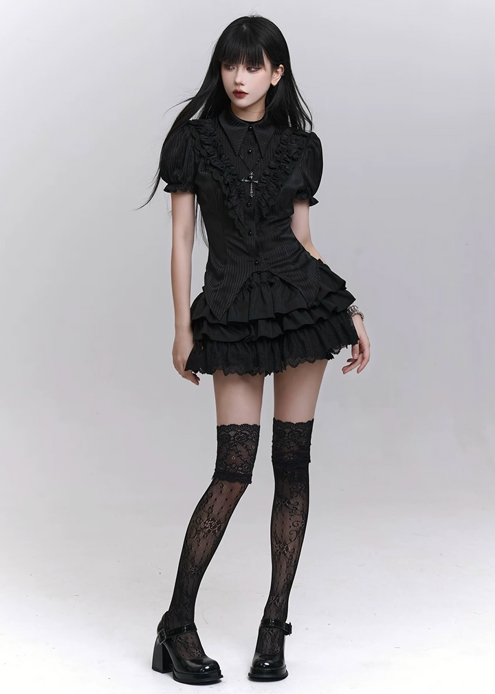 REQUIEM RUFFLE PUFF SLEEVE SHIRT / LG1308