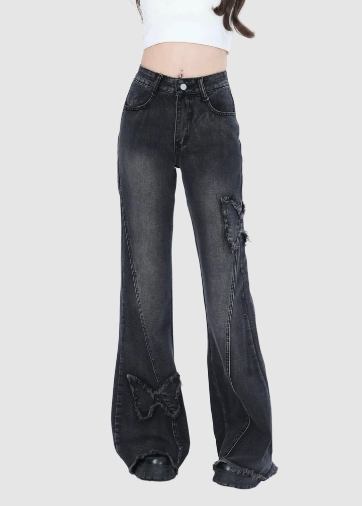 BUTTERFLY DAMAGE FLARE DENIM / LG1590