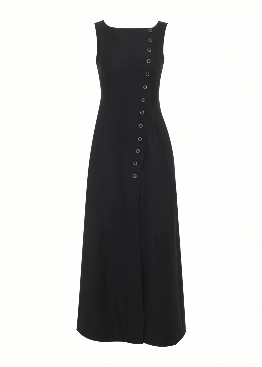 DARK BUTTON SLIT SLEEVELESS LONG ONE-PIECE / LG1696