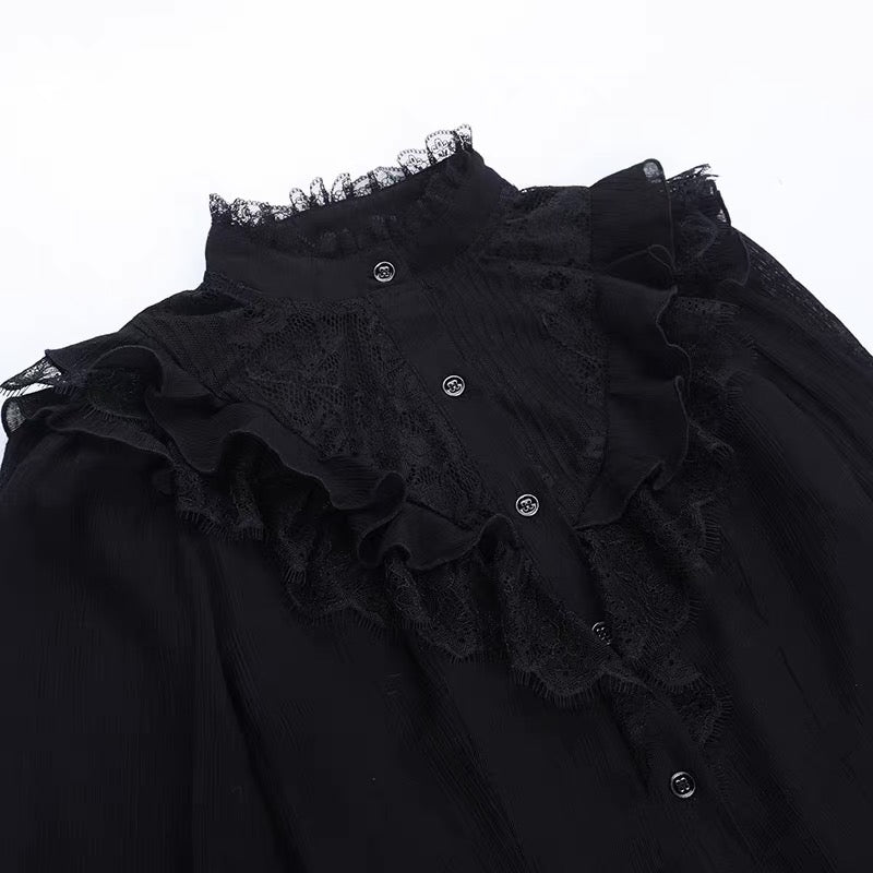 Midnight Ruffle Blouse / LG1403_e4r