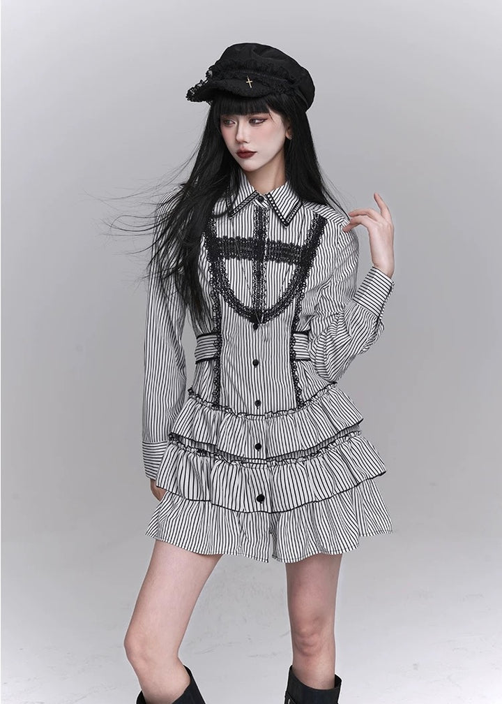 gothic striped dress / LG1237_e4r