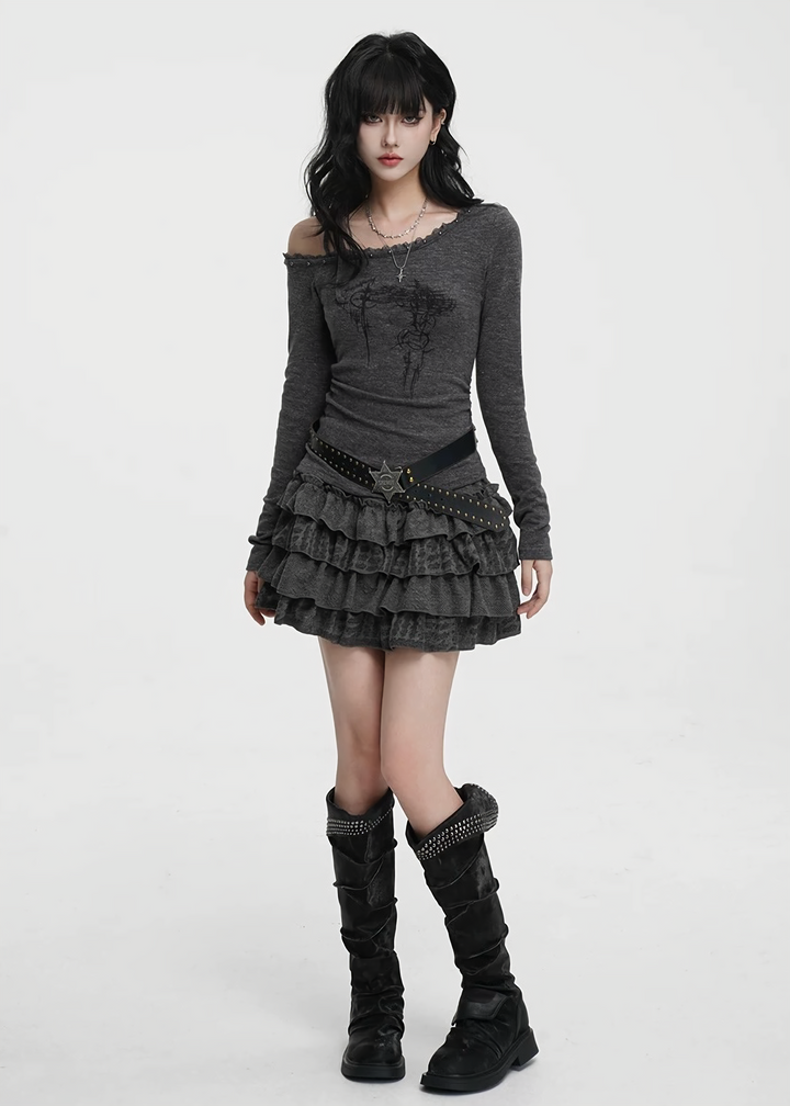 FRILL TIER MINI SKIRT / LG1426