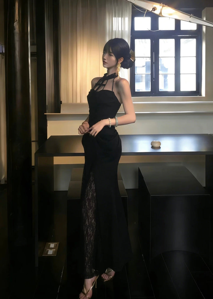 GOTHIC CROSS STRAP LONG DRESS / LG1557