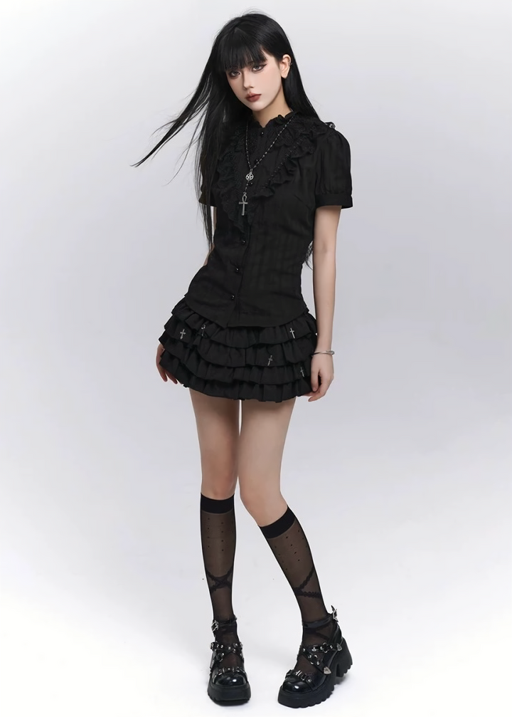Celestial Cross Ribbon Blouse / LG1275_e4r