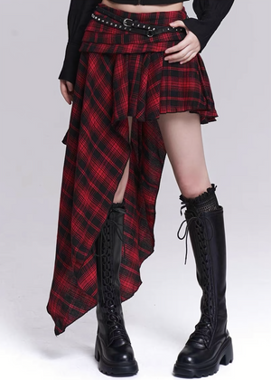 Asymmetric Check Layered Skirt / LG1515
