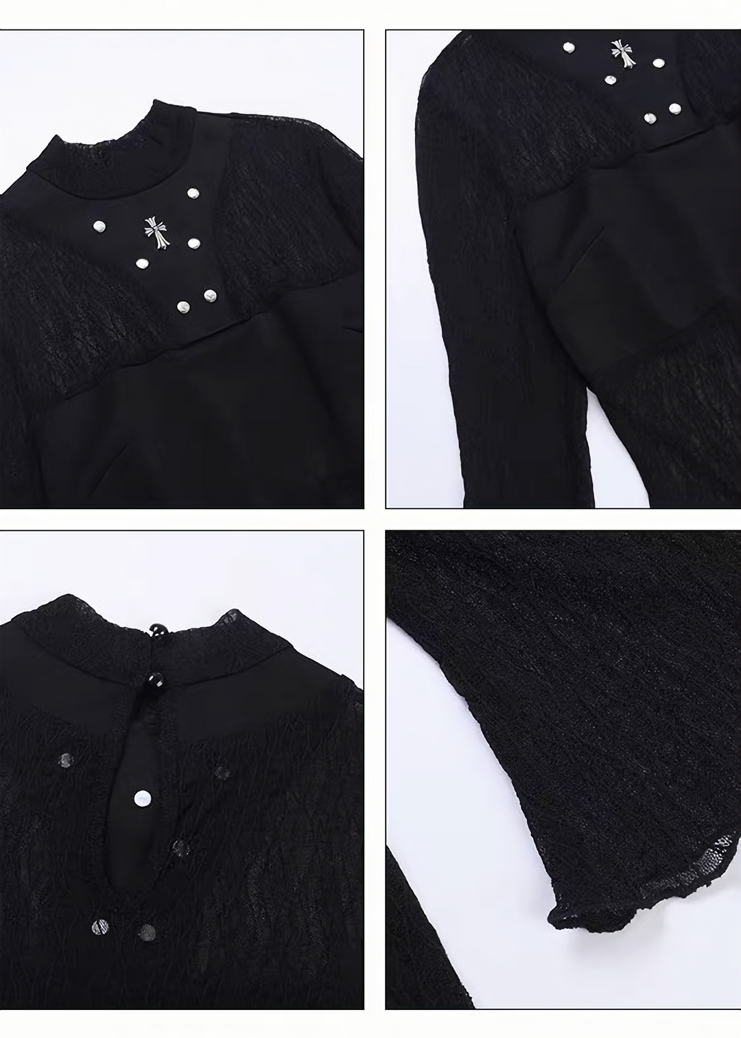 GOTHIC SHEER LACE FLARE SLEEVE TOP / LG1671