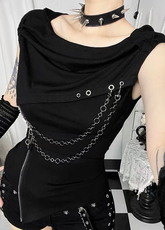 DARK CHAIN HOODED TOP / LG1659