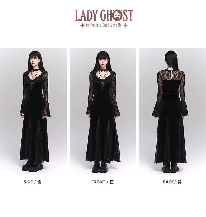 black velvet long dress / LG1177