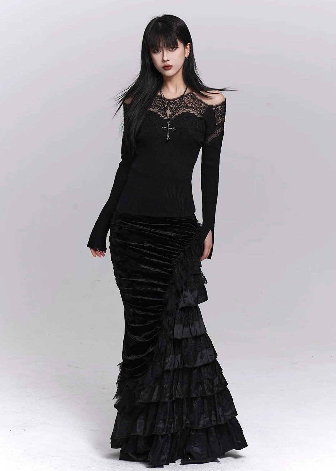 SHADOW DRAPE FISHTAIL SKIRT / LG1489
