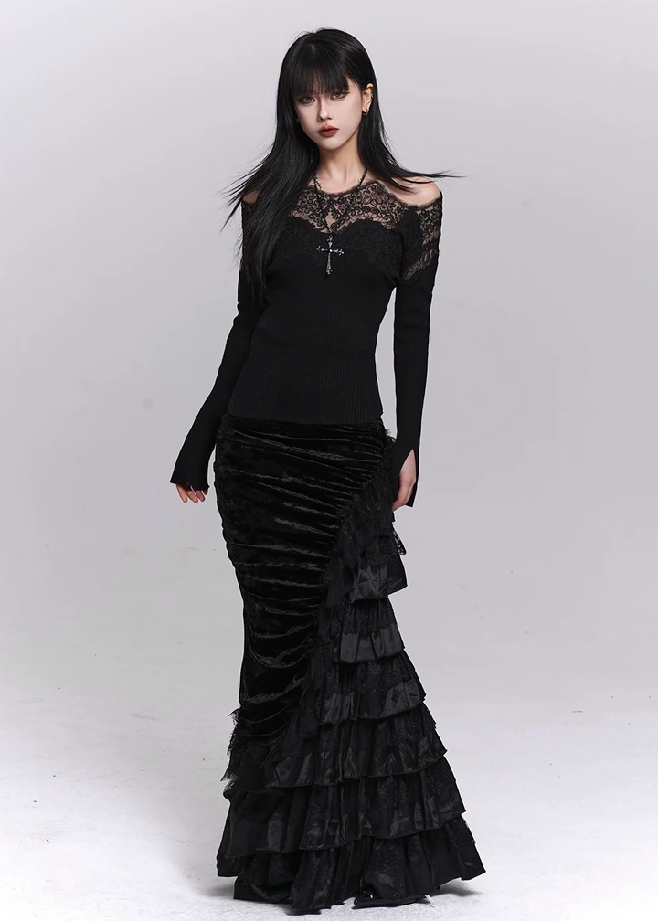 SHADOW DRAPE FISHTAIL SKIRT / LG1489