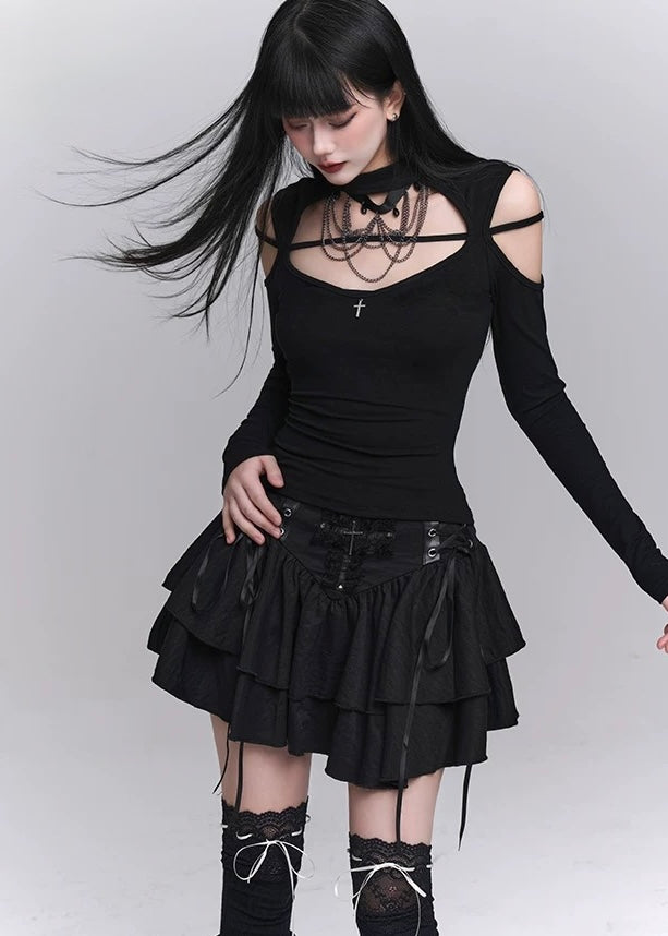 gothic cross mini skirt / LG1225_e4r