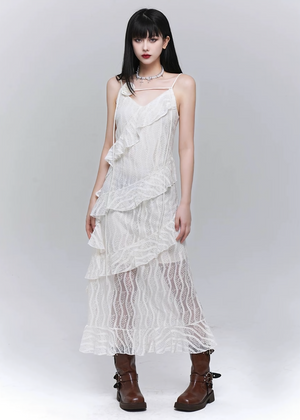 LACE LAYERED SLIP DRESS / LG1553