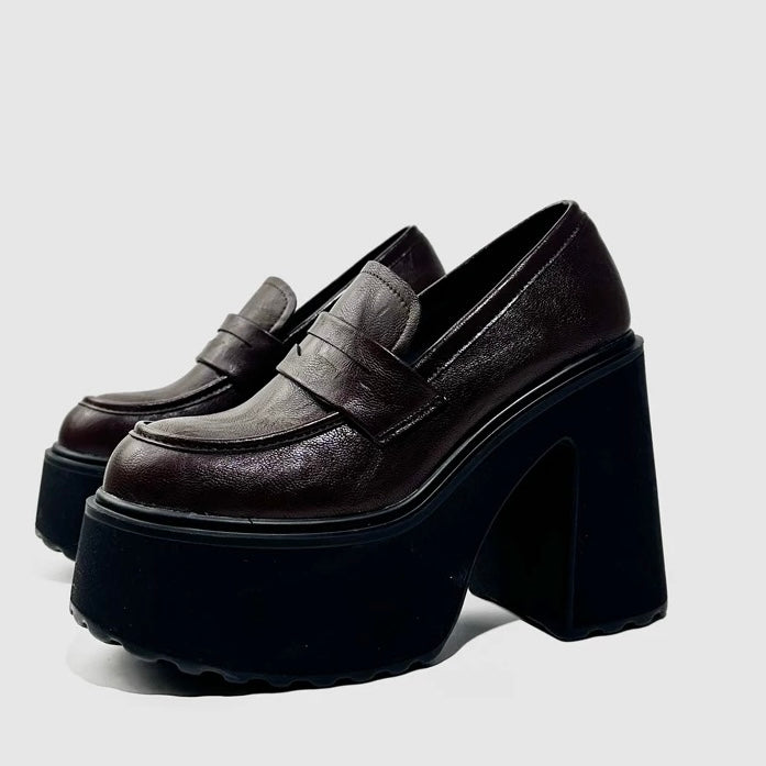 CHUNKY PLATFORM LOAFER HEELS / V1163