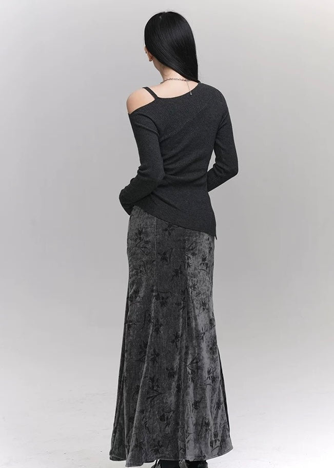 mermaid velvet long skirt / LG1158