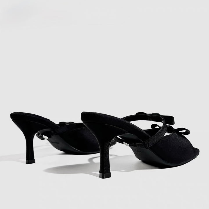 DARK RIBBON STRAP MULES / V1176
