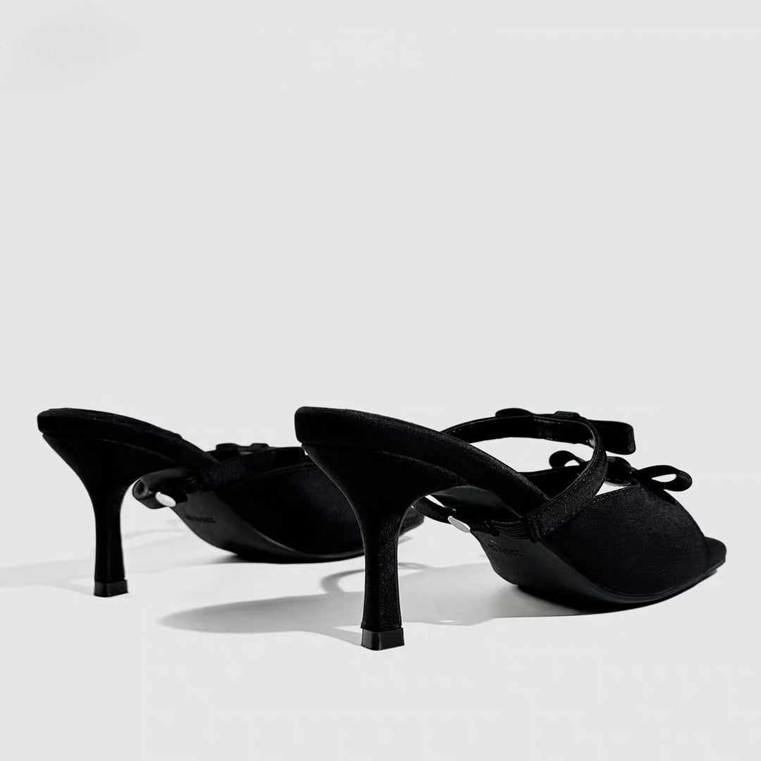 DARK RIBBON STRAP MULES / V1176