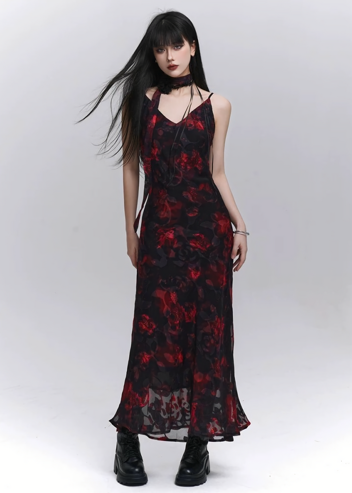 Dark Flower Long Cami Dress/lg1273_e4r