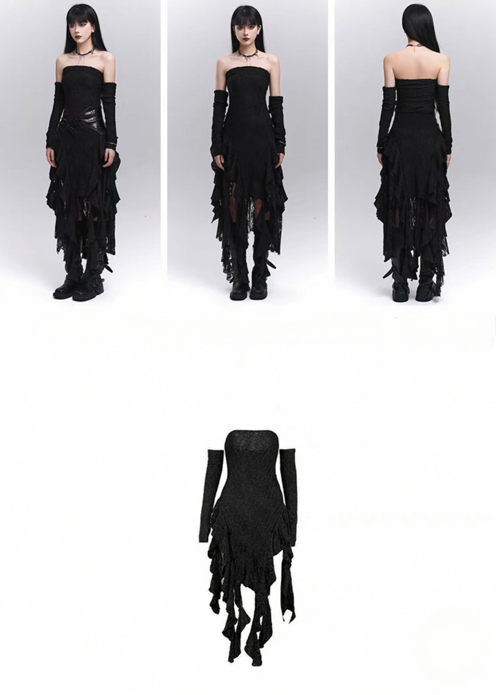 Asymmetrical Lace Gothic Dress / lg1277_e4r