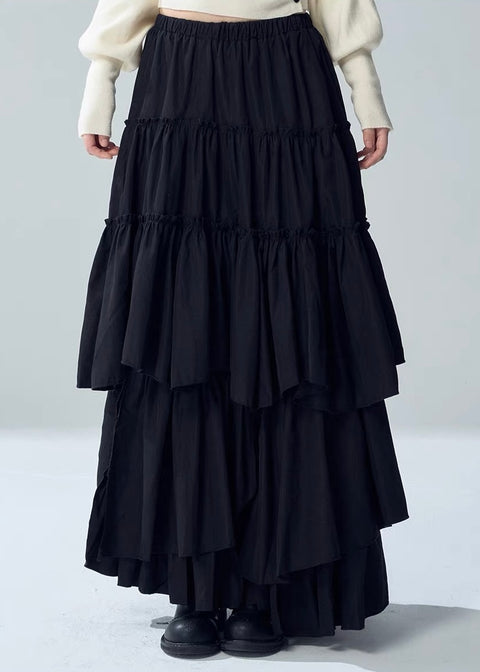 ASYMMETRIC TIERED FRILL MAXI SKIRT / LG1725