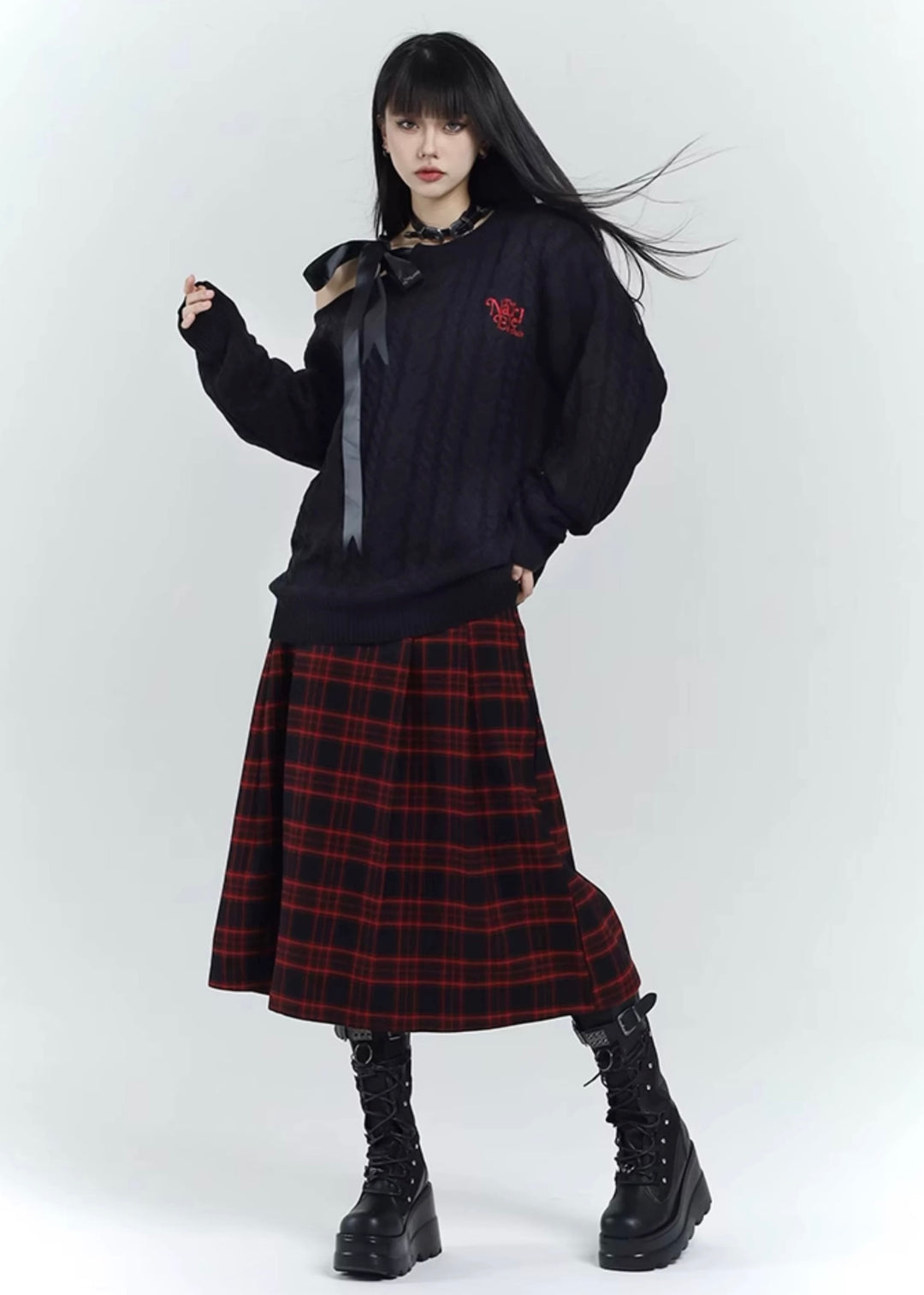 black red check skirt / LG1200