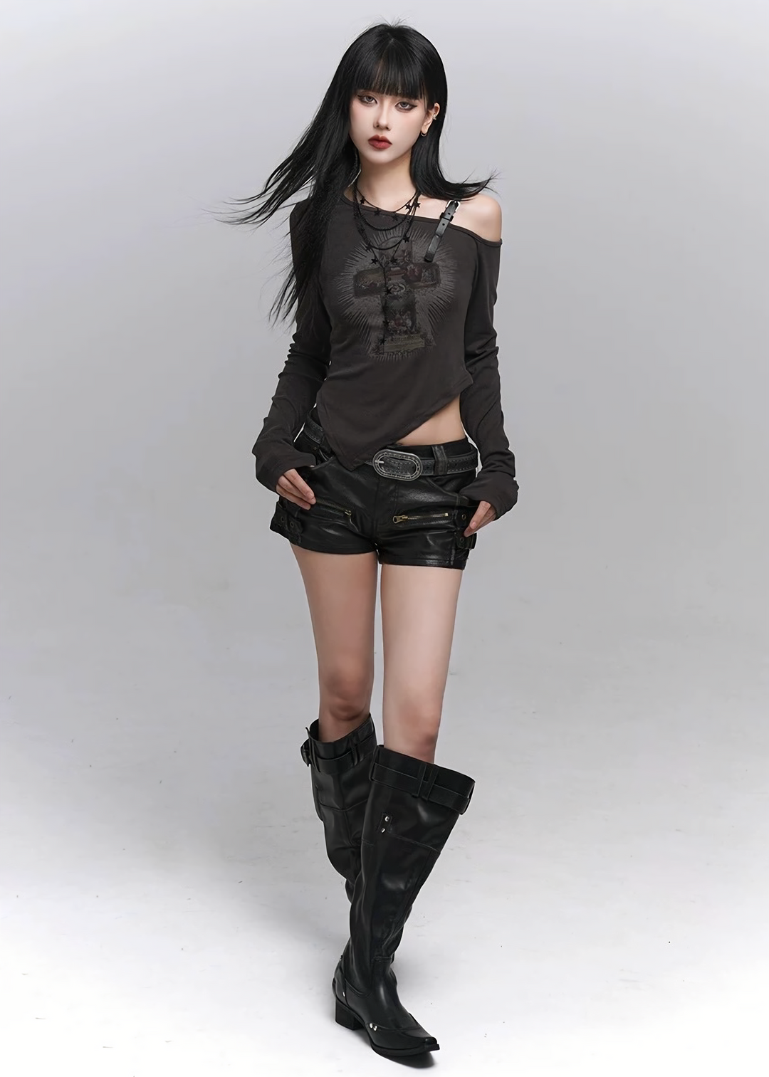 ASYMMETRY CROSS OFF SHOULDER TOP / lg1331