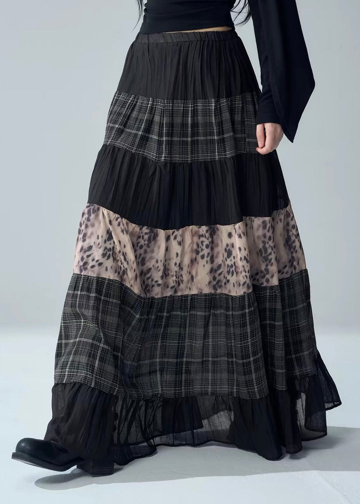 PATCHWORK TIERED MAXI SKIRT / LG1717