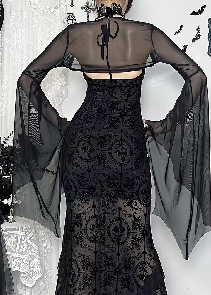 GOTHIC EYELET LACE LONG DRESS / LG1679