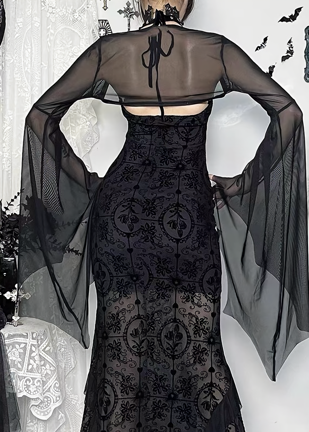 GOTHIC EYELET LACE LONG DRESS / LG1679