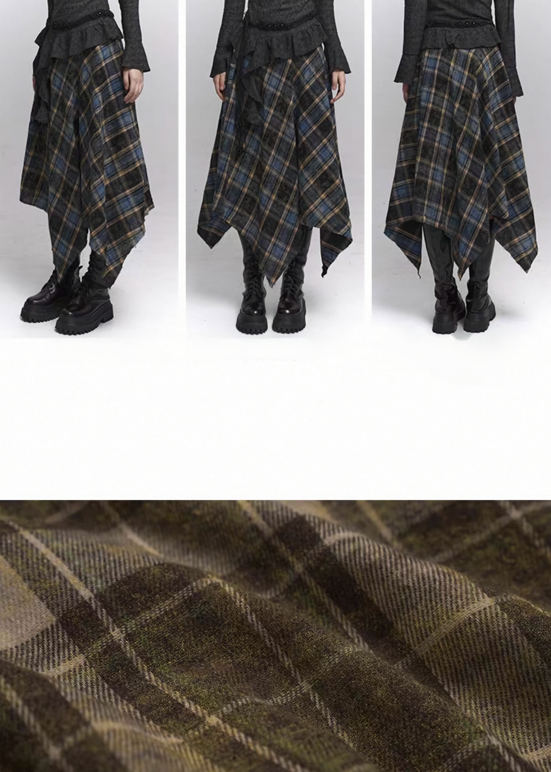 Check Frill Long Skirt / lg1365