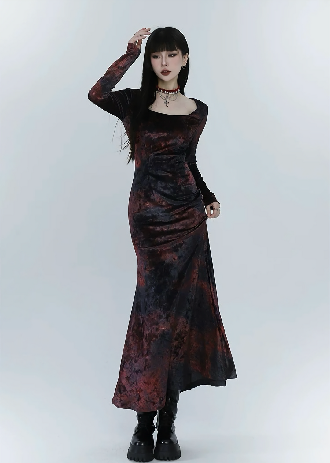 Red Marble Long Dress / LG1512