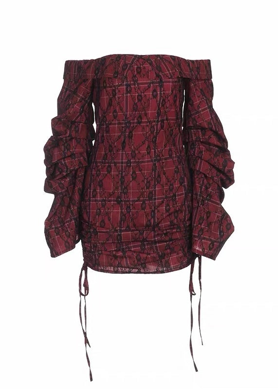 GOTHIC CHECK LACE CORSET DRESS / LG1662