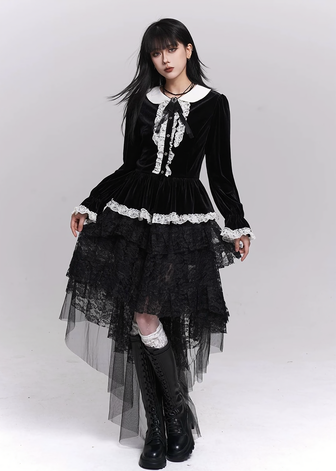 VELVET LACE COLLAR BLOUSE / LG1495