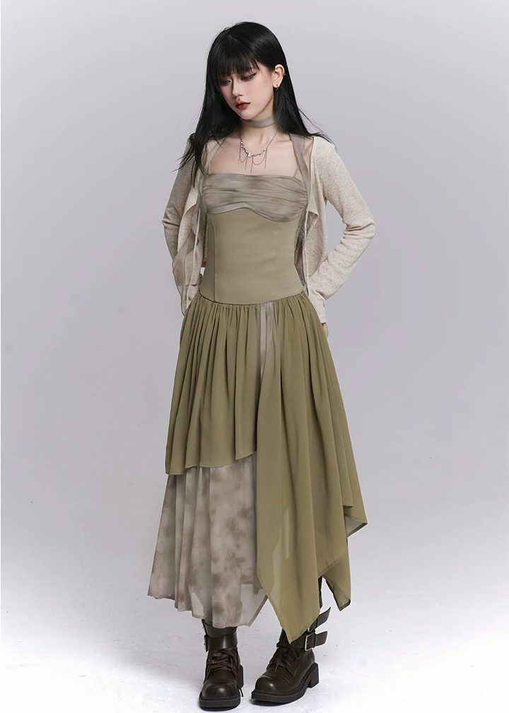 IRREGULAR LAYERED CHIFFON DRESS / LG1529