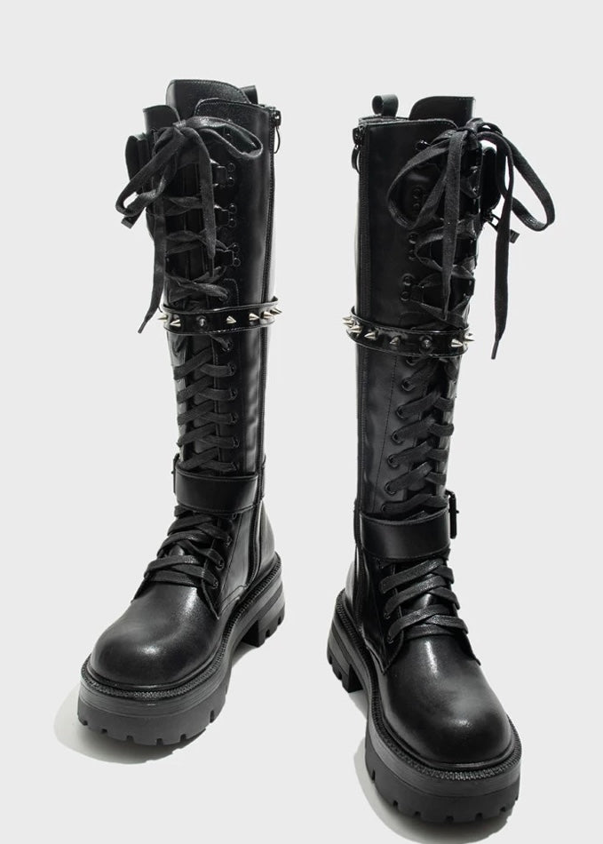 lace up combat boots / v1110