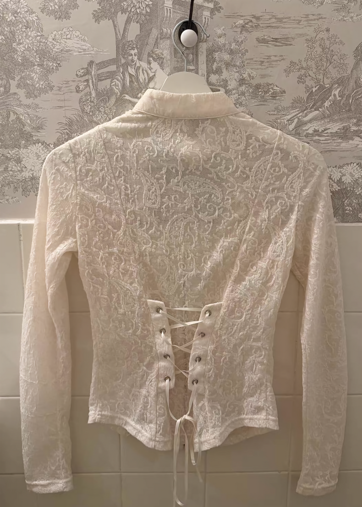 HOOK-EYE JACQUARD LACE TOP / LG1742